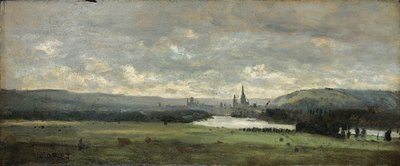 Rouen, panoramaudsigt med Seinen i forgrunden af Jean Baptiste Camille Corot